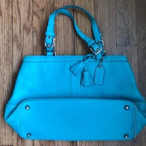 Coach teal blue leather satchel